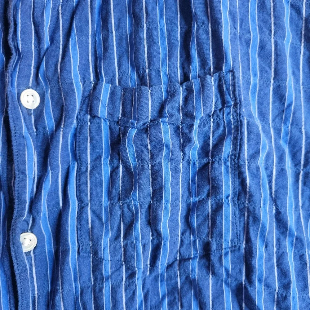 Steven Alan Mens Blue Striped Cotton Button Down Shirt Made in NYC Large